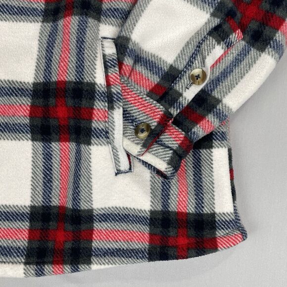 Sage Collective Plaid Shacket Womens XL White Red Blue Sherpa Lined Classic Gorp - Picture 14 of 16